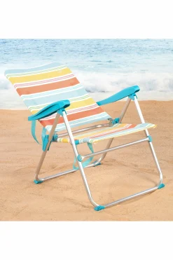 Aktive Silla Playa Plegable Aluminio A Rayas Multicolor 5 Posiciones Con Sistema Antivuelco
