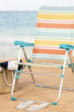 Aktive Silla Playa Plegable Aluminio A Rayas Multicolor 5 Posiciones Con Sistema Antivuelco