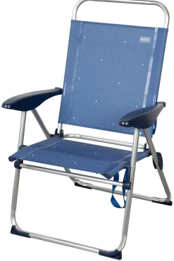 Aktive Silla Plegable De Playa Con 4 Posiciones, Estructura De Aluminio Y Textileno Azul