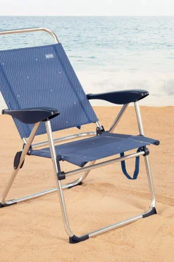 Aktive Silla Plegable De Playa Con 4 Posiciones, Estructura De Aluminio Y Textileno Azul