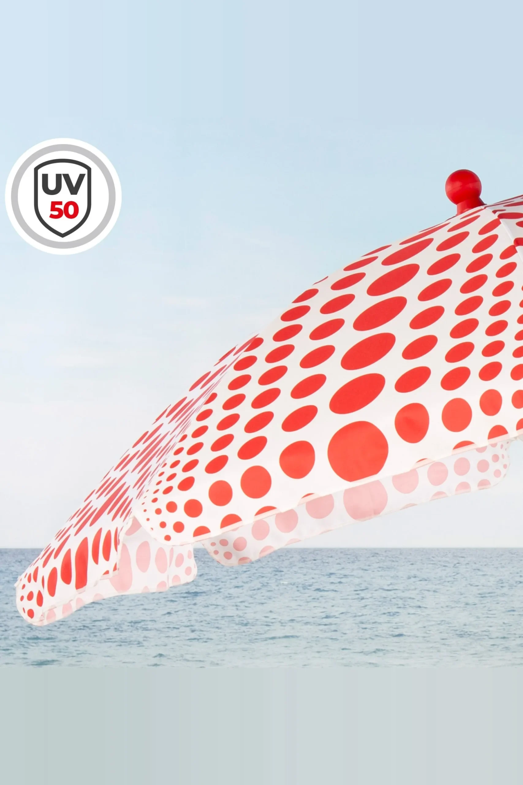 Aktive Sombrilla De Playa 8 Varillas 200 CM Inclinable Estampado Lunares Rojos