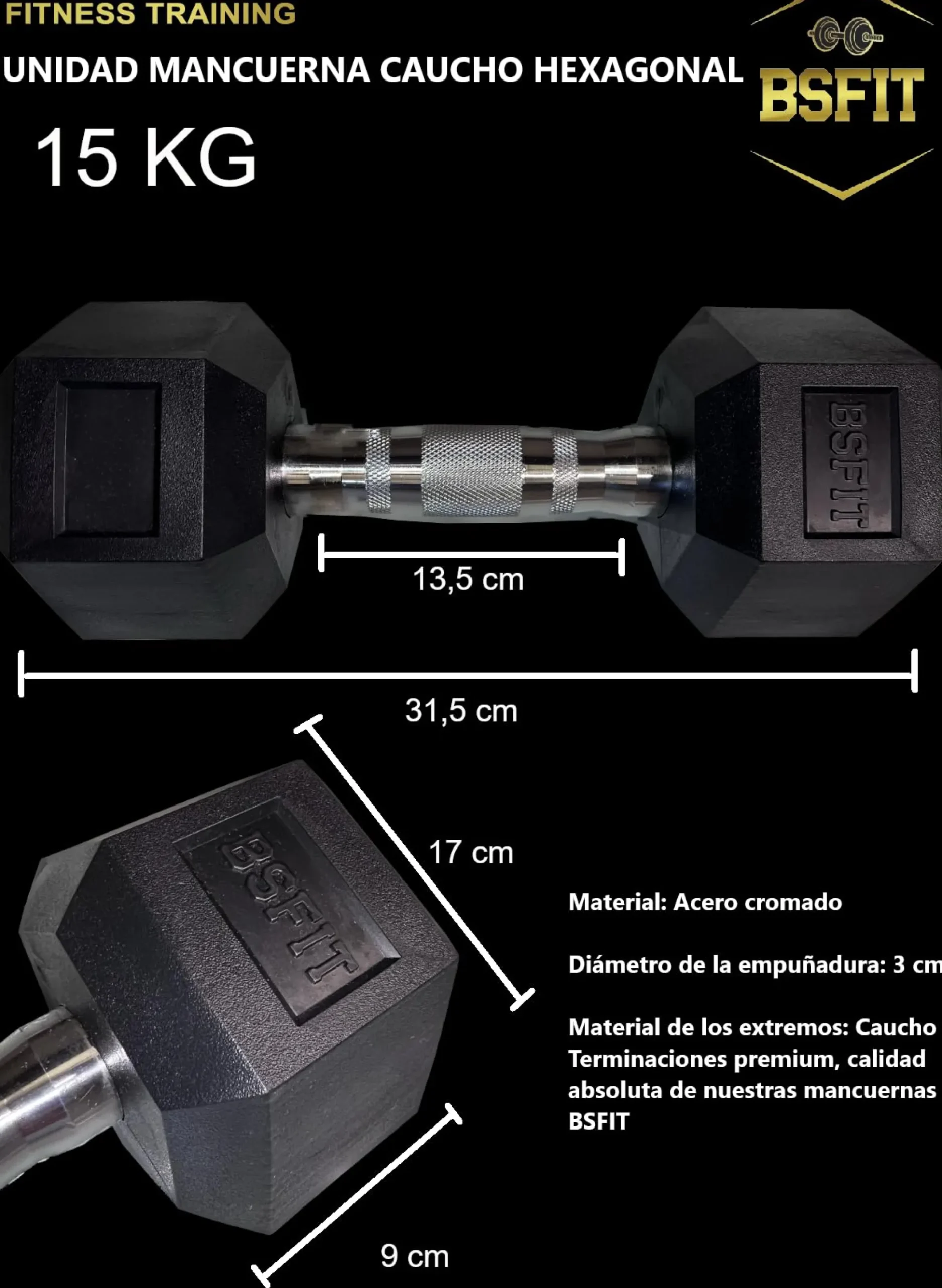 Bsfit 2 Mancuernas De Cromo 15kg
