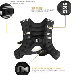 Chaleco De Peso 5kg Con Tiras Reflectantes Y Correas Ajustables Costway