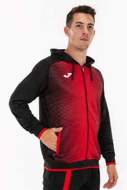 Chaqueta Con Capucha Joma Supernova Negro Rojo