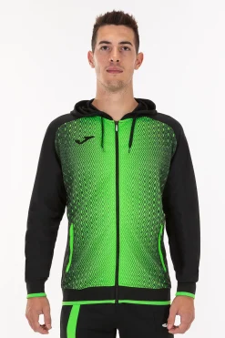 Chaqueta Con Capucha Joma Supernova Negro Verde Flúor