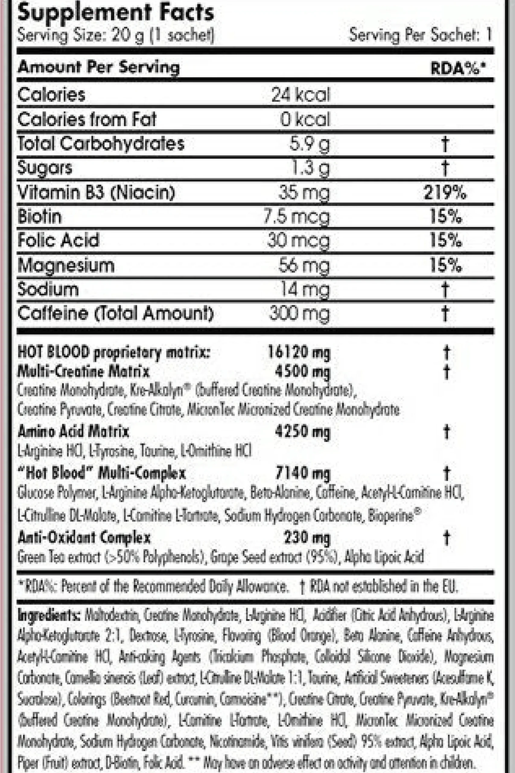 Hot Blood Hardcore 375 Gr Frutas
