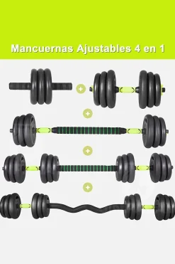 Juego Kit 40 Kg De Mancuernas 4 En 1 Multifit