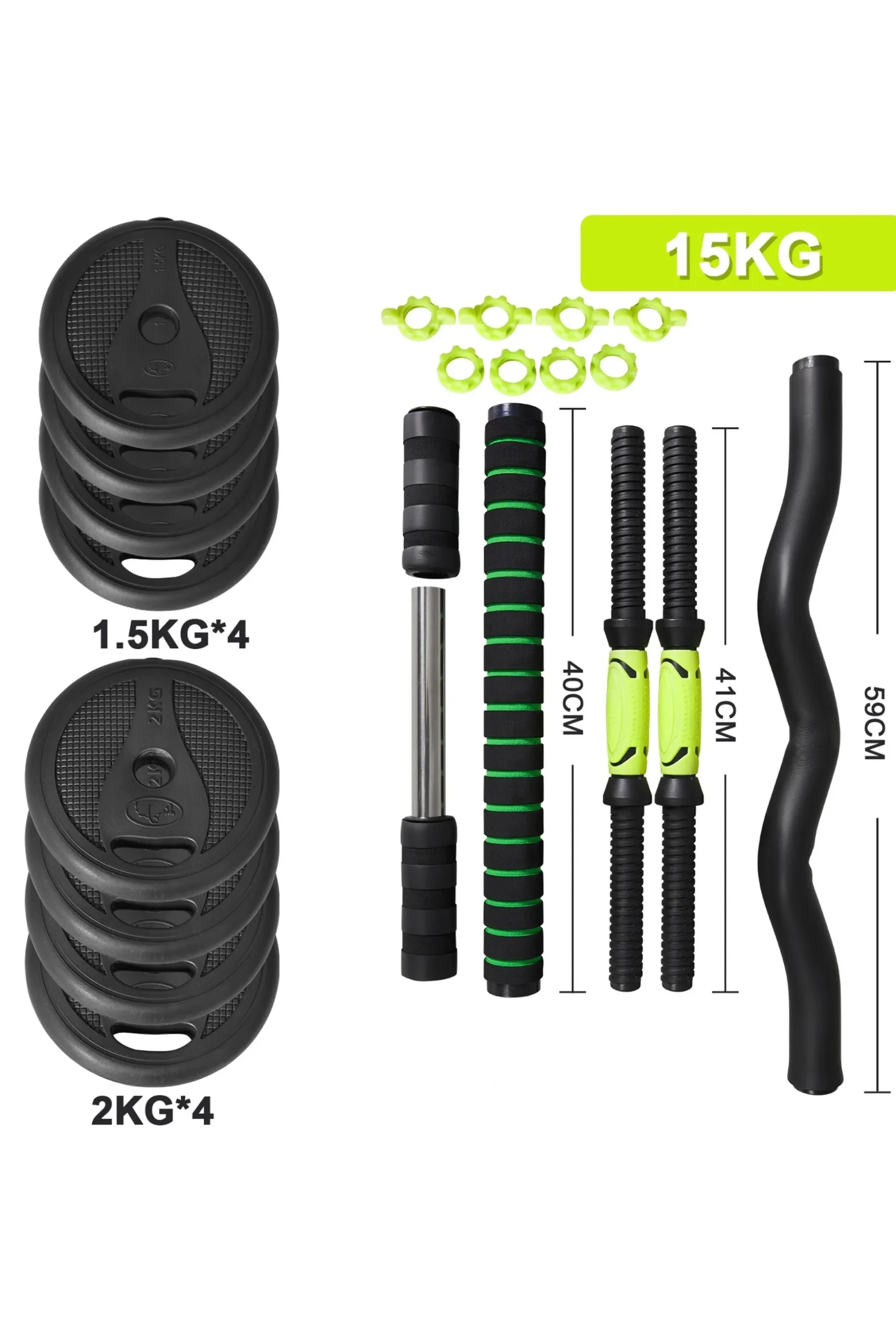 Juego Kit 15 Kg De Mancuernas 4 En 1 Multifit