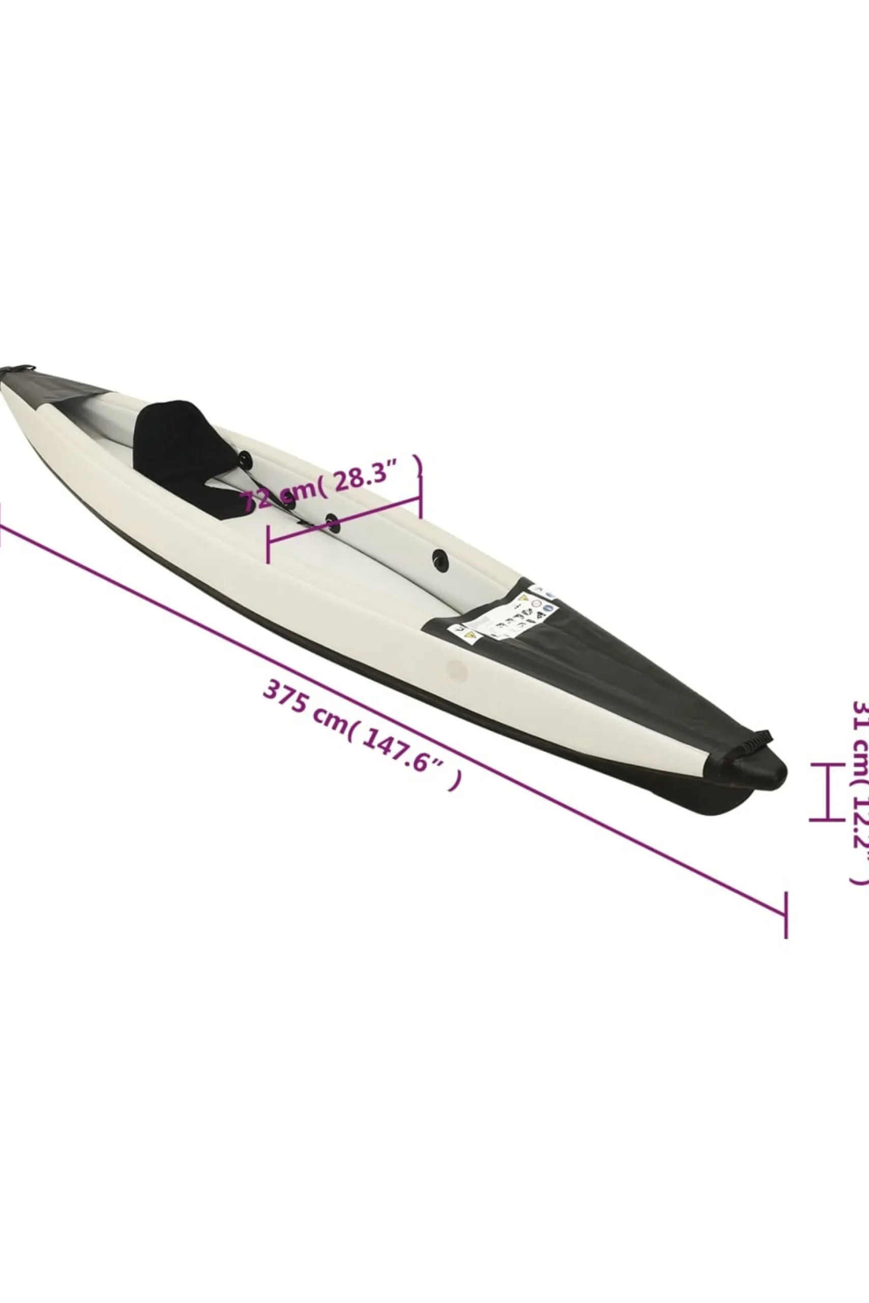 Kayak Inflable Vidaxl 375 X 72 X 31 CM