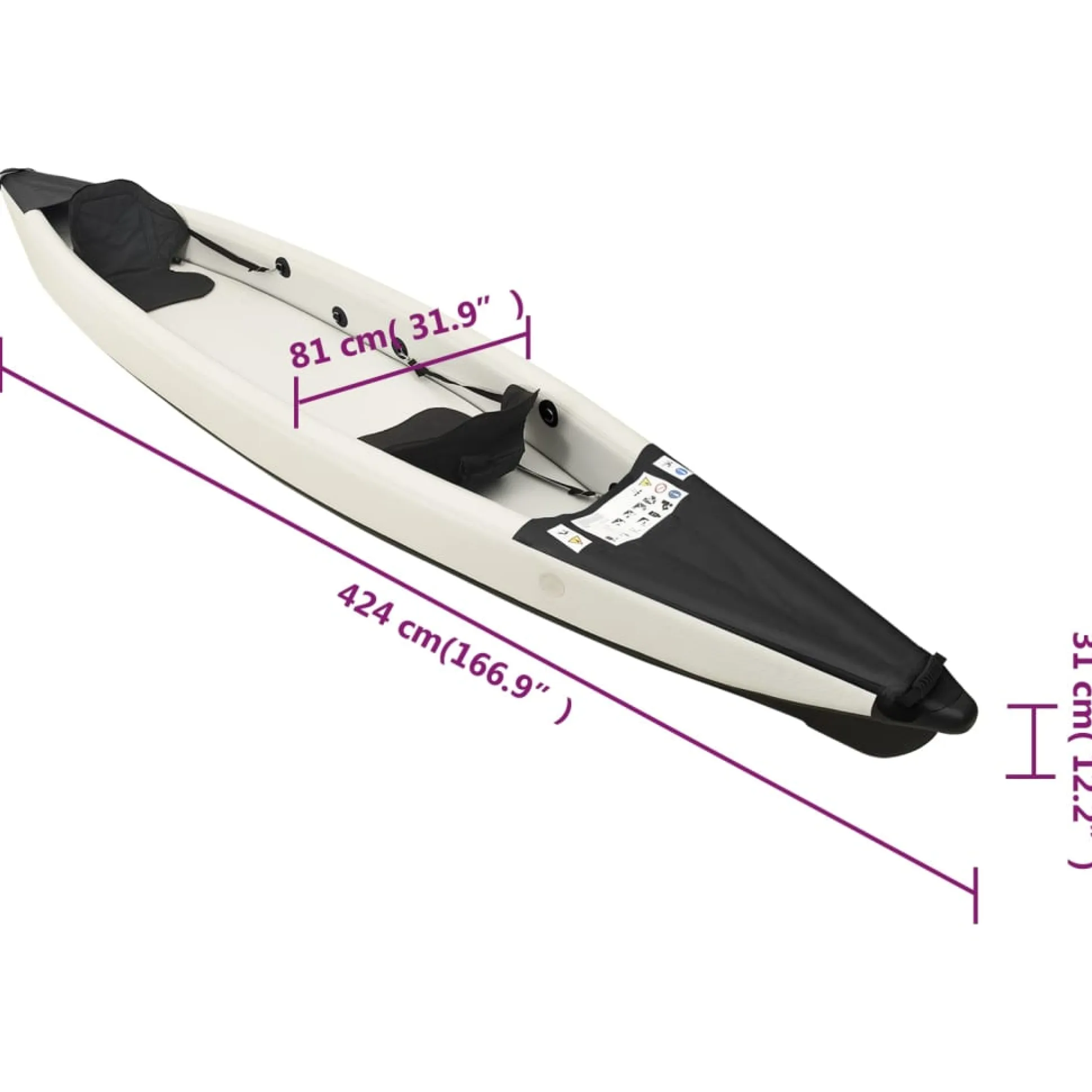Kayak Inflable Vidaxl 424 X 81 X 31 CM