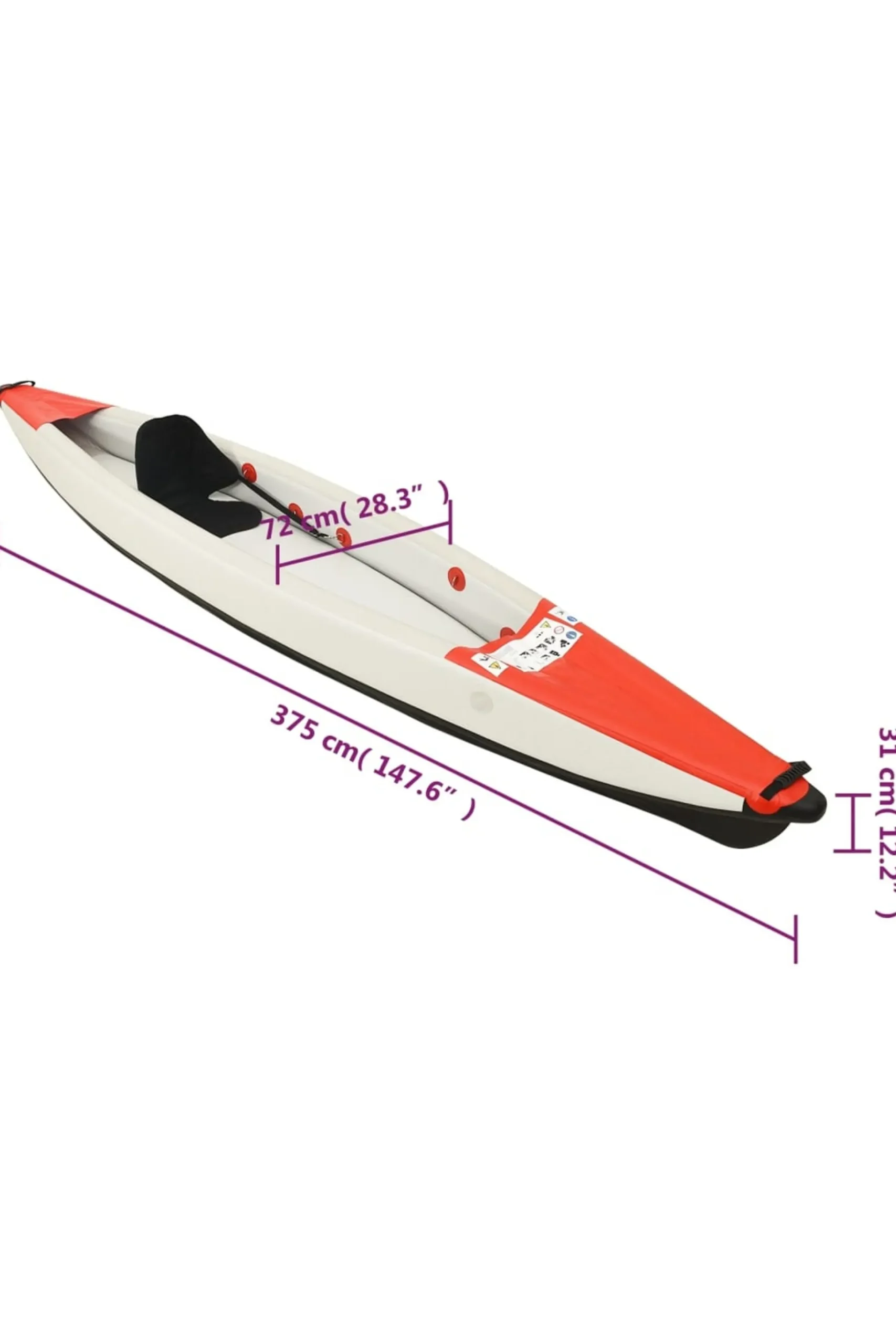 Kayak Inflable Vidaxl 375 X 72 X 31 CM