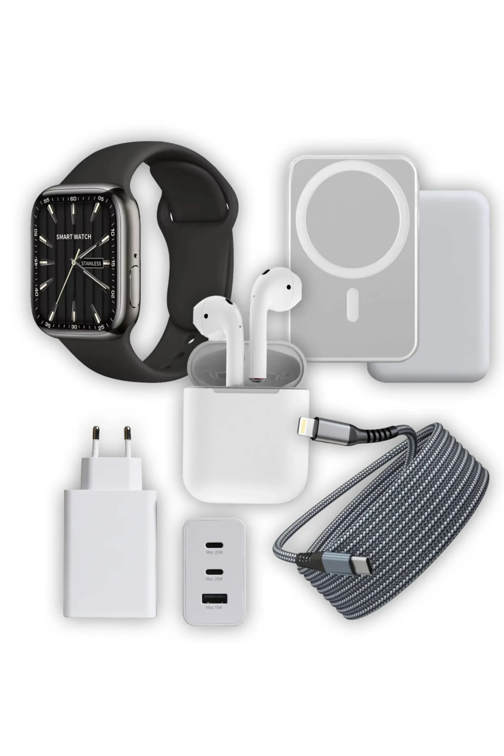 Kit Essential Ios Iphone Klack Smartwatc, Cargador Auriculares Powerbank Cables