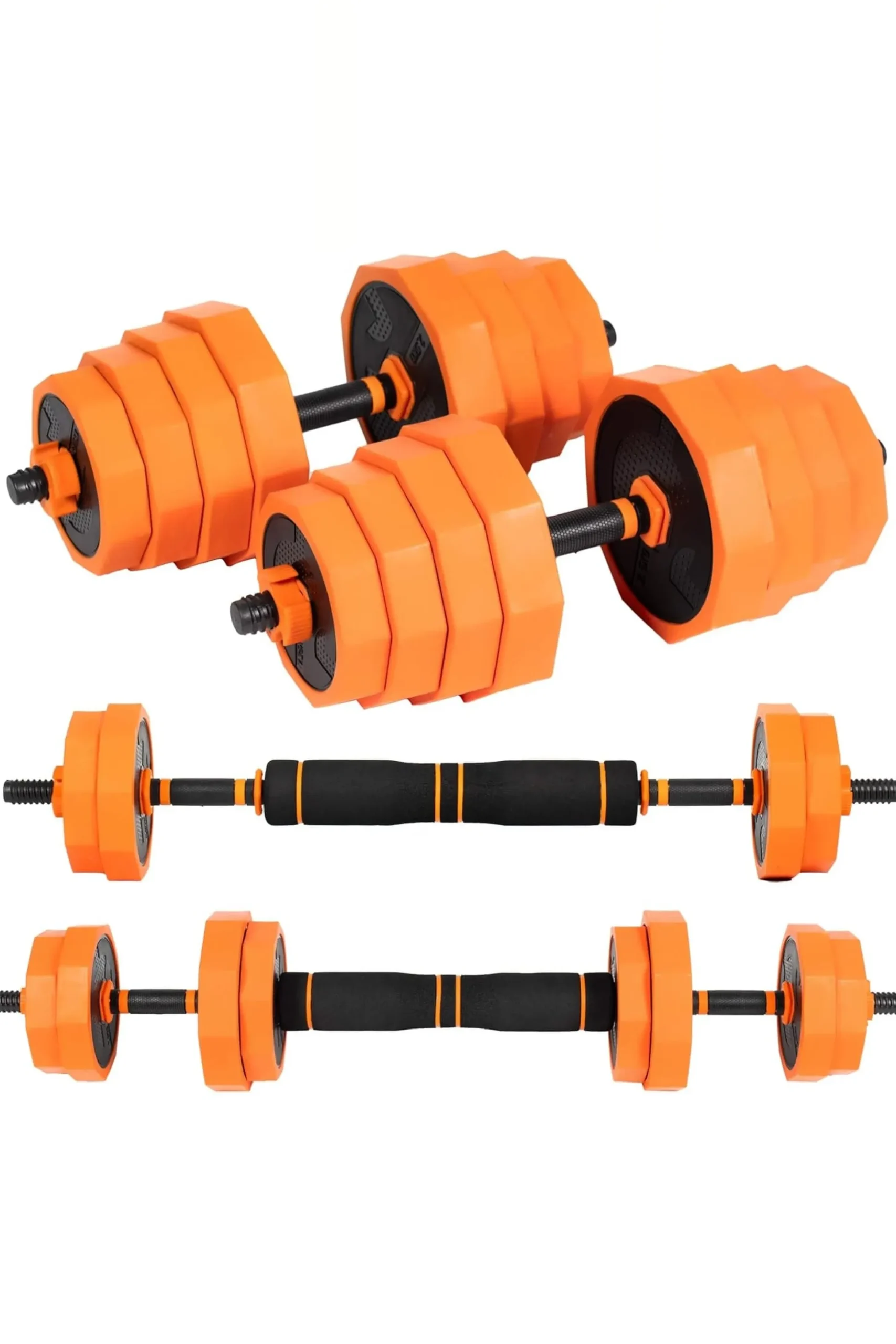 Kit Mancuernas Ajustables 30 Kg 2 En 1 Pesos Poligonales Fitness