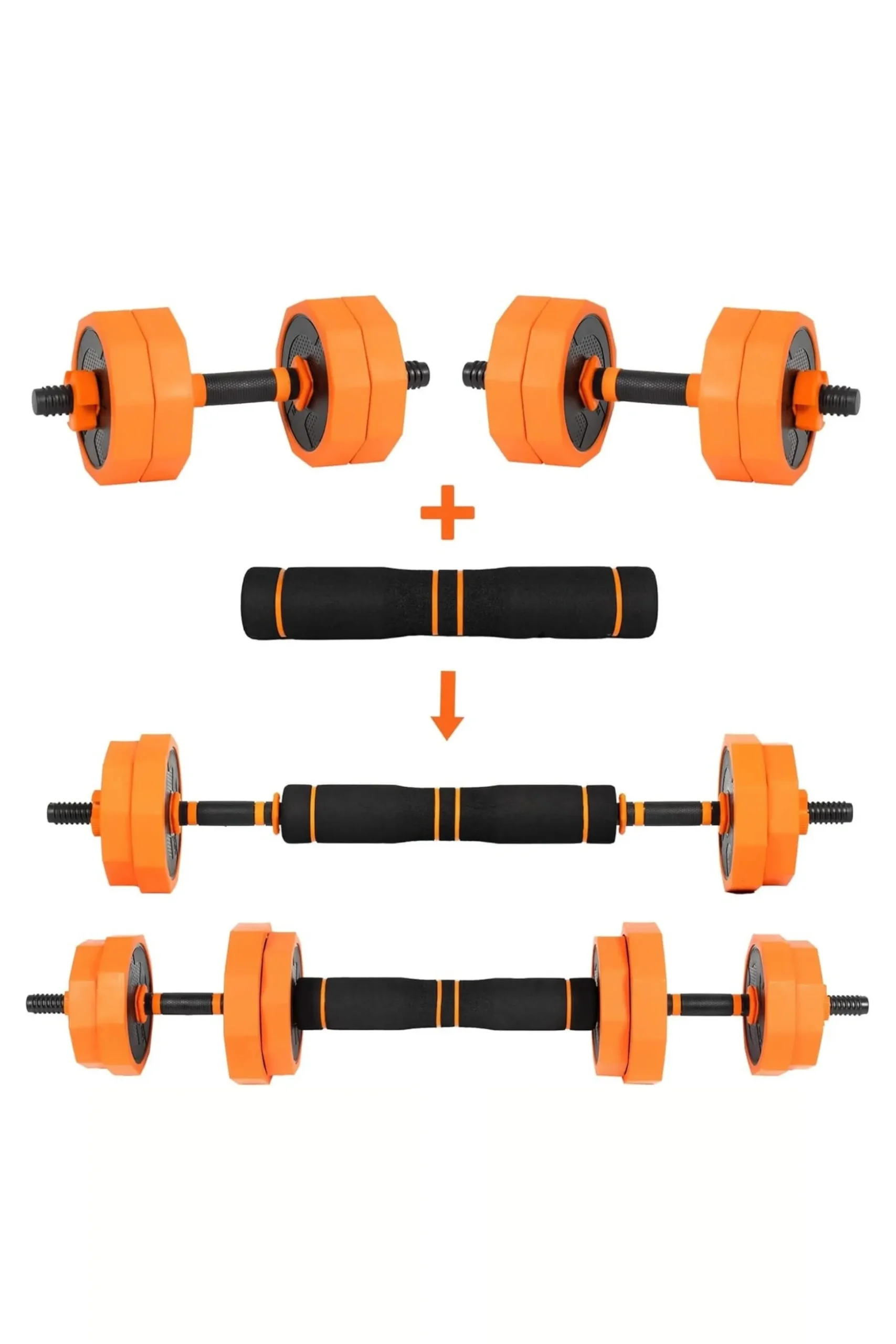 Kit Mancuernas Ajustables 30 Kg 2 En 1 Pesos Poligonales Fitness