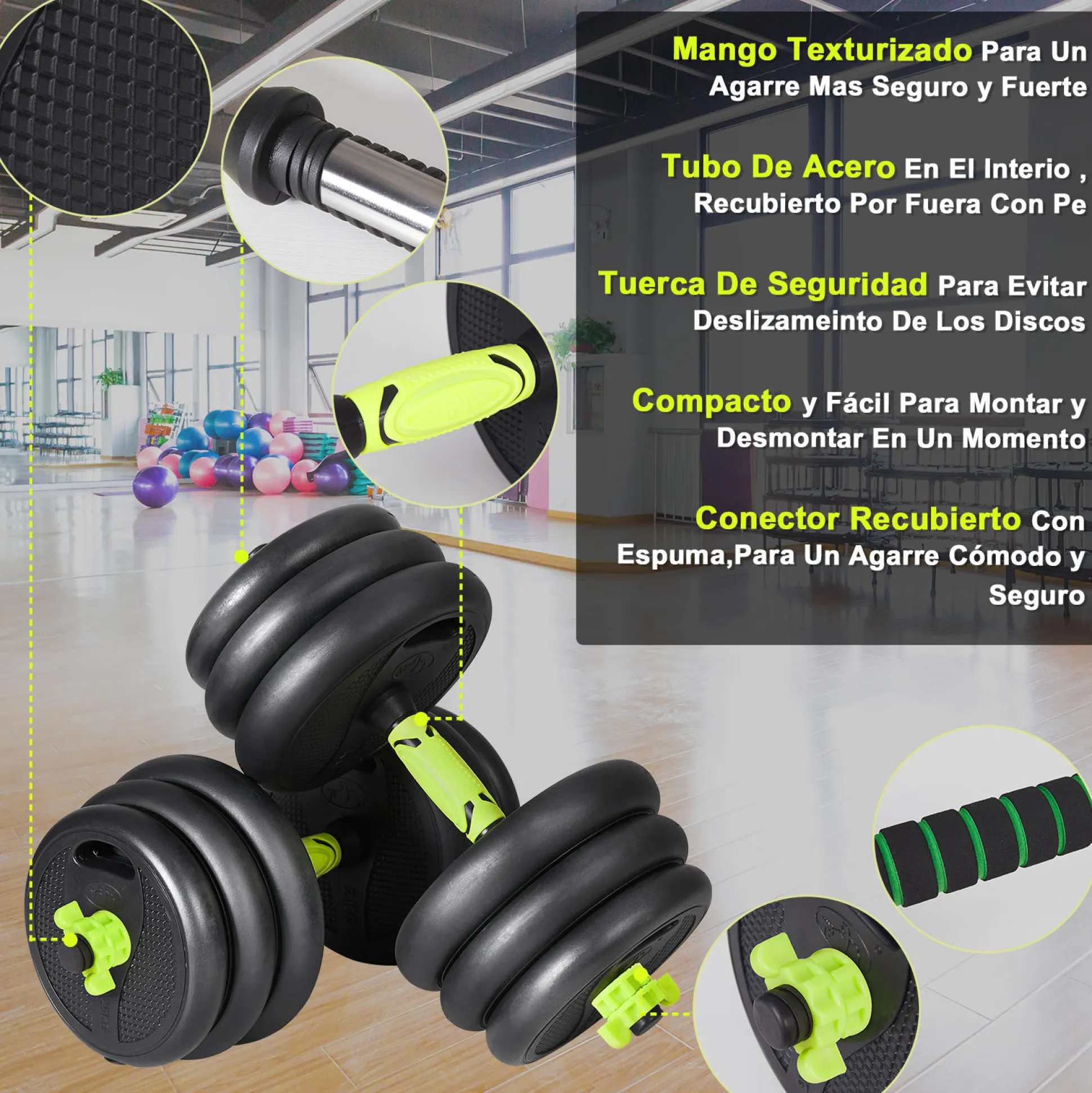 4 Mancuernas 30 Kg Fitness Tech
