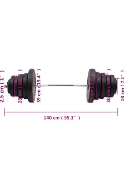 Mancuerna Vidaxl Con Discos 90 Kg 2.5x140 CM