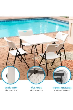 Mesa Cuadrada Plegable Blanco Lifetime 86x86x74 CM