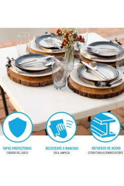 Mesa Cuadrada Plegable Blanco Lifetime 86x86x74 CM
