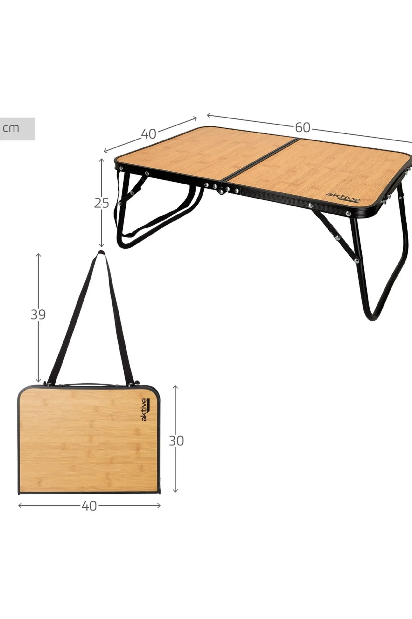 Mesa De Camping Plegable Efecto Bambú C/asas Transporte Aktive