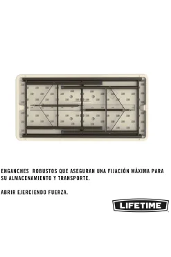 Mesa Patas Plegables Rectangular Crema Lifetime 122x61x74 CM