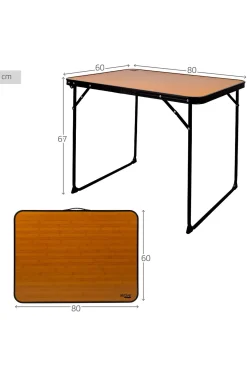 Mesa Plegable Camping Bambú C/asa Transporte Aktive