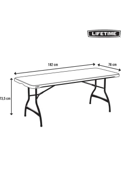 Mesa Rectangular Patas Plegables Negro Lifetime 182 X 76 X 73,5 CM