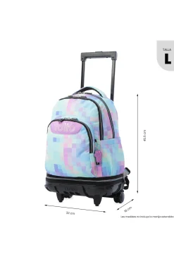 Mochila Escolar Ruedas Totto Tiza Desmontable Glitter