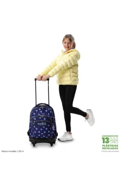 Mochila Escolar Ruedas Totto Renglones Glitter