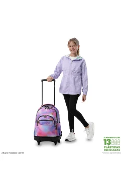 Mochila Escolar Ruedas Totto Renglones Glitter