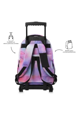 Mochila Escolar Ruedas Totto Renglones Glitter