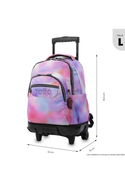 Mochila Escolar Ruedas Totto Renglones Glitter