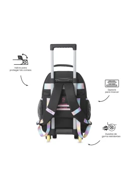 Mochila Infantil Ruedas Totto Glowing Black M
