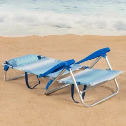 Pack De 2 Sillas De Playa Plegables Y Reclinables 7 Posiciones C/cojín Y Asas