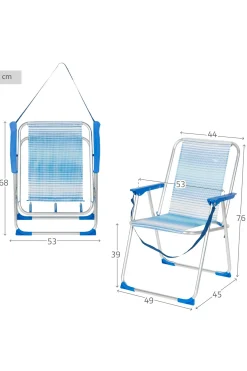 Pack 2 Sillas De Playa Fijas Plegables Rayas Aktive