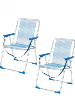 Pack 2 Sillas De Playa Fijas Plegables Rayas Aktive