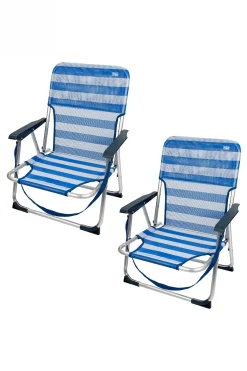 Pack 2 Sillas De Playa Fijas Y Plegables A Rayas Aktive