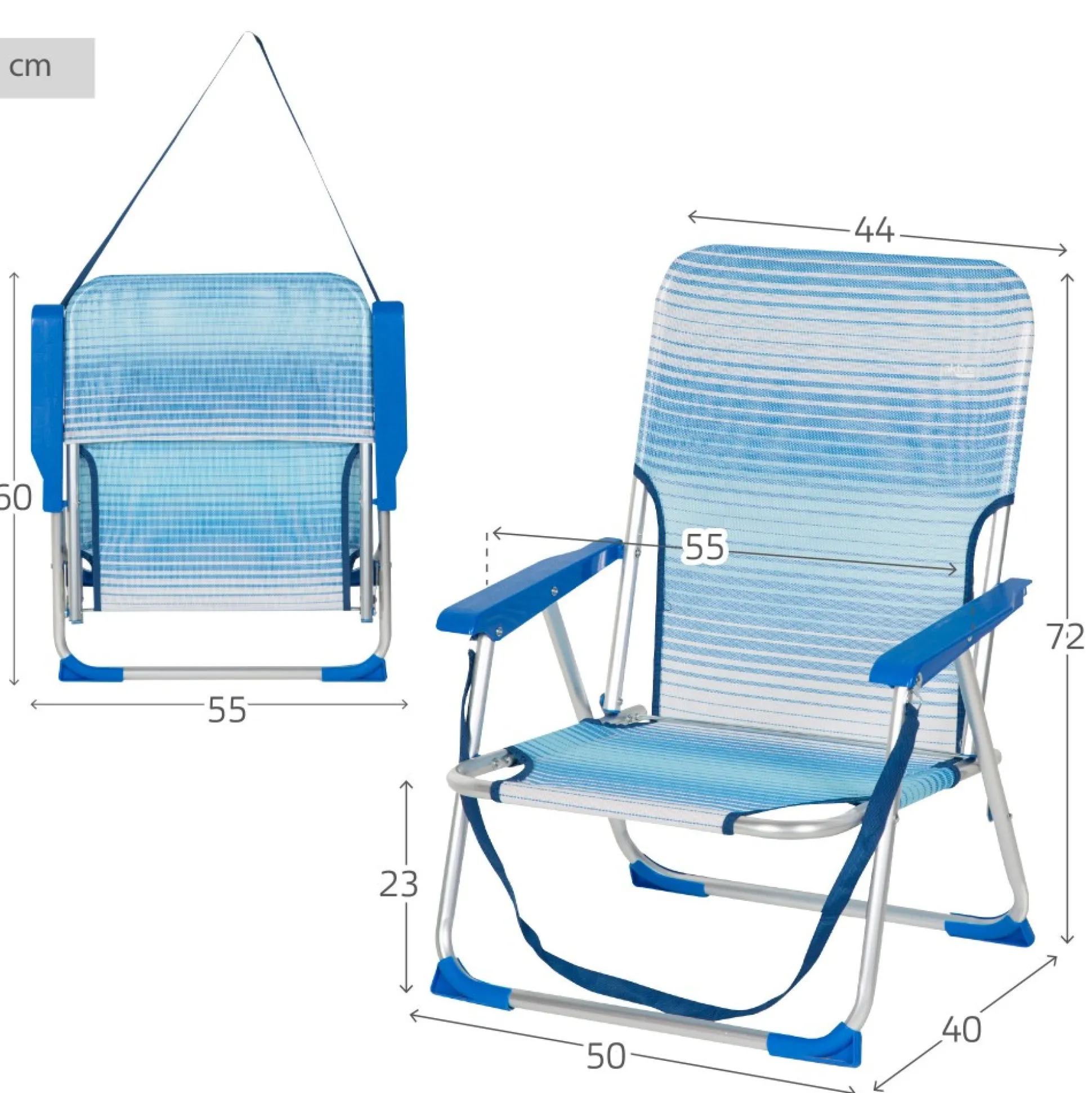 Pack 2 Sillas De Playa Plegables Rayas Antivuelco Aktive