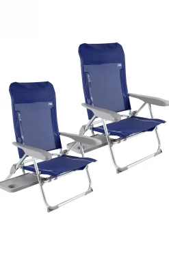 Pack 2 Sillas Playa Multiposición Plegado Slim C/mesa Aktive