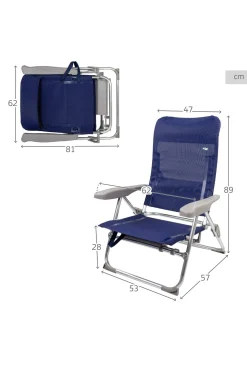 Pack 2 Sillas Playa Multiposición Plegado Slim C/mesa Aktive