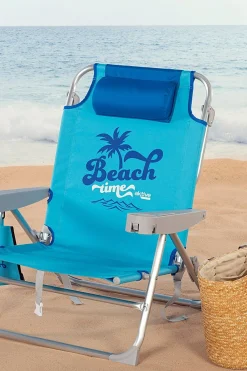 Pack 2 Sillas Playa Plegables Bajas Y Multiposición Azul Beach Time Aktive