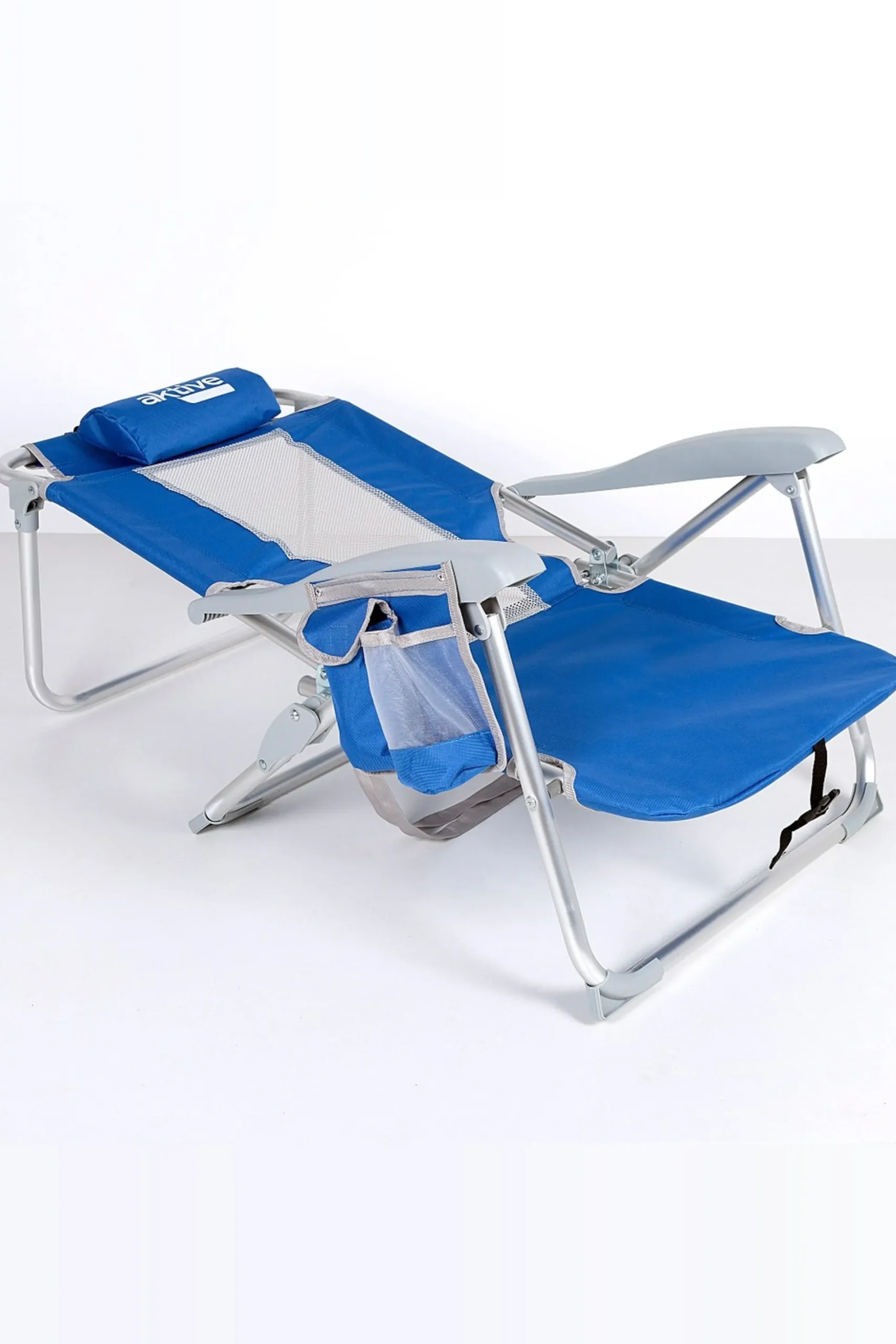 Pack 2 Sillas Playa Plegables Y Multiposición Azul Con Rejilla Aktive