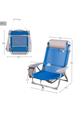Pack 2 Sillas Playa Plegables Y Multiposición Asiento Bajo Aktive