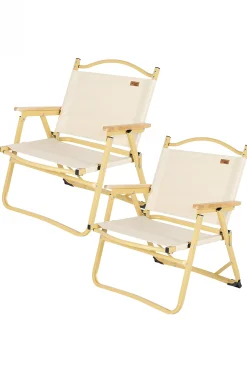Pack 2 Sillas Plegables Bajas Glamping Crema Aluminio C/bolsillo Aktive