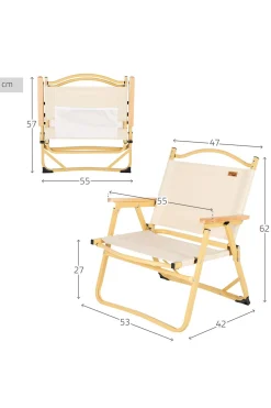 Pack 2 Sillas Plegables Bajas Glamping Crema Aluminio C/bolsillo Aktive