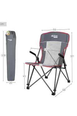 Pack 2 Sillas Plegables Camping Antivuelco Gris C/reposabrazos Removibles Aktive