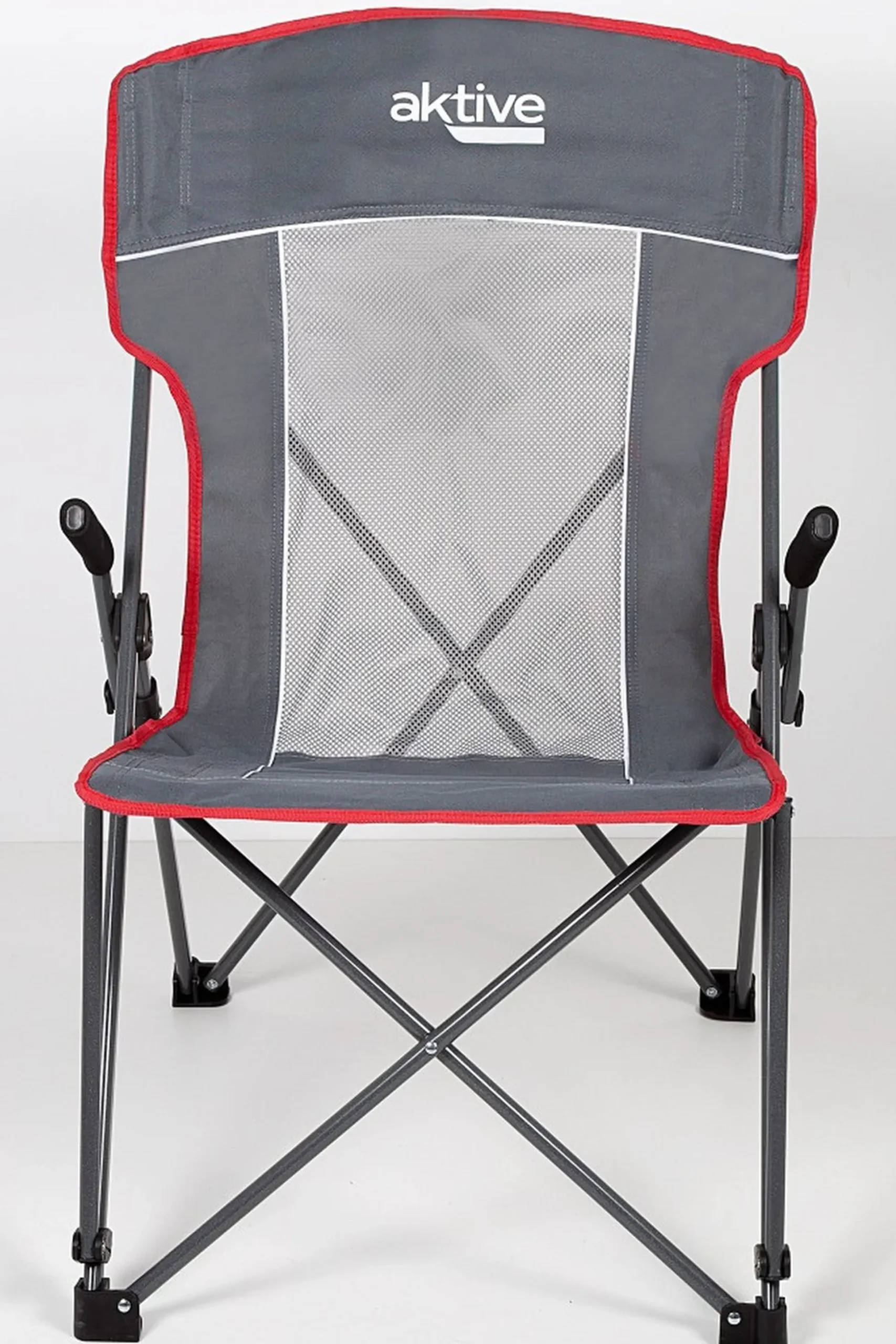 Pack 2 Sillas Plegables Camping Antivuelco Gris C/reposabrazos Removibles Aktive