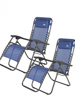 Pack 2 Sillas Plegables Jardín Gravedad Cero Azul 2 Posiciones Aktive