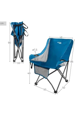 Pack 2 Sillones Plegables Camping Antivuelco Azul C/posavasos Y Bolsillo Aktive