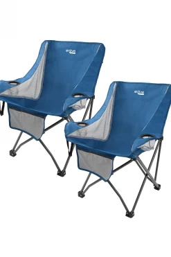 Pack 2 Sillones Plegables Camping Antivuelco Azul C/posavasos Y Bolsillo Aktive