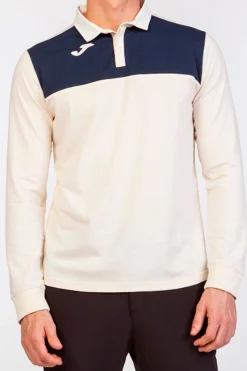 Polo Manga Larga Joma Winner II Blanco Marino
